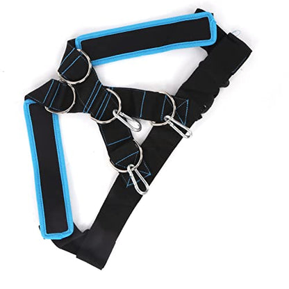 Weight Bearing Shoulder Strap | Pulling Sled Harness Vest with Tension Bands | Adjustable for Strength/Endurance/Flexibility Training | Nylon & Metal Construction - color: Black Blue