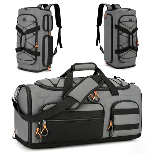 Searock 45L Gym Bag for Men, 3-In-1 Duffle Bag Backpack for Travel - color: Grey