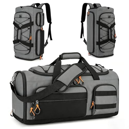 Searock 45L Gym Bag for Men, 3-In-1 Duffle Bag Backpack for Travel - color: Grey