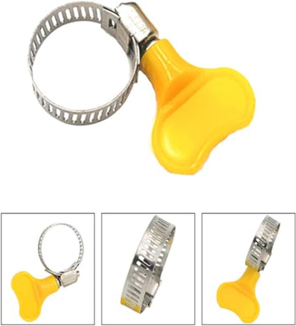 16-Pack Mixed Pack Yellow Stainless Steel Hose Clamps, Adjustable Thumb Screw Key Type Clamps, (8-12mm, 13-19mm, 18-32mm,32-44mm) Size 4pcs each