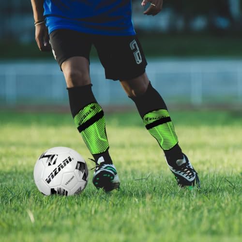Vizari Matera Soccer Shin Guards | Lightweight PP Shell | Foam Padded Backing | Youth Soccer Shin Guards | Soccer Equipment - color: Green / Black, size: Medium
