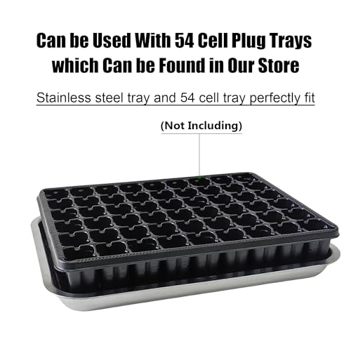 RooTrimmer Stainless Steel Plant Trays, 5 Pack Multi-Purpose Tray for Indoor Outdoor Plants, Seed Starting Tray for Potted Plants(11.6 inch×15.2 inch, 1.45" Height, 5-Pack) - size: Middle-5P