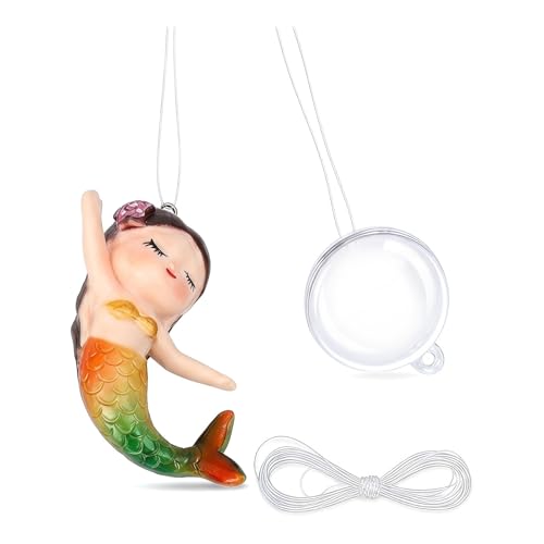 Floating Mermaid Aquarium Ornament, Handcrafted Cute Mermaid Statue with Floating Ball, Colorful PVC Resin Fish Tank Decor for Home Aquariums & Desktop Water Features (Colorful) - color: Colorful