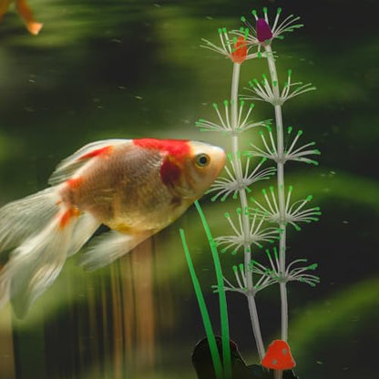 TEHAUX Aquarium Water Grass Artificial Plant Fluorescent Green Silicone Vivid Simulation Underwater Decor for Fish Tank Landscape Accessory