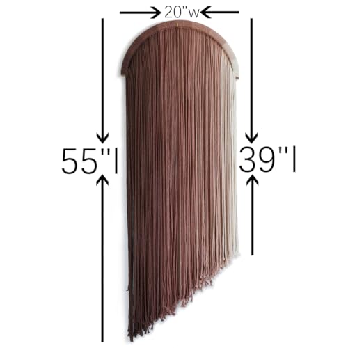 Macrame Boho Wall Decor - Pink Yarn Wall Hanging, 20" Circle Hoop - color: Pink