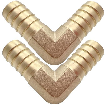 2PCS Brass 5/8" x 5/8" Hose Barb Fitting Barbed 90 Degree Elbow Connector L Right Angle Barbed Fitting by CX WONDERLAND - size: 5/8" Hose Barb