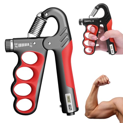 Hand Gripper Strengthener, Hand Squeezer Adjustable Resistance, Grip Strengthener Forearm Strengthener, Hand Exerciser for Muscle Building and Injury Recover, Forearm Strengthener - color: Red