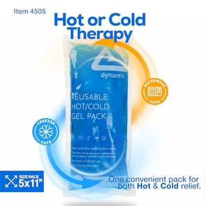 Dynarex Reusable Hot and Cold Gel Packs - 5" x 11" - Multi Purpose Compress for Injuries - Easy to Microwave or Freeze - First Aid, Sports, Home Use - 24 per Case - color: 5 X 11 Inch