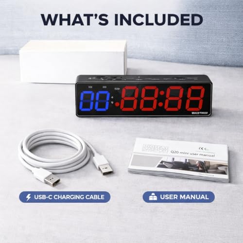 Valor Fitness Magnetic Gym Timer Clock – 5 Inch LED Interval for HIIT, Tabata & EMOM Workouts, 11 Hour Rechargeable Battery, USB-C, Compact Digital Wall or Rack Mount Timer