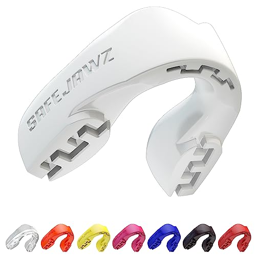 SAFEJAWZ Mouth Guard, Slim Fit Mouthguard for Adult & Youth with Case - color: White, size: Adult (12+ Years)