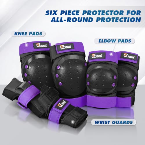 JBM Adult & Kid Knee Pads Elbow Pads and Wrist Guards for Roller Inline Skating Scootering Skateboarding - color: Purple, size: Large (12+ years)