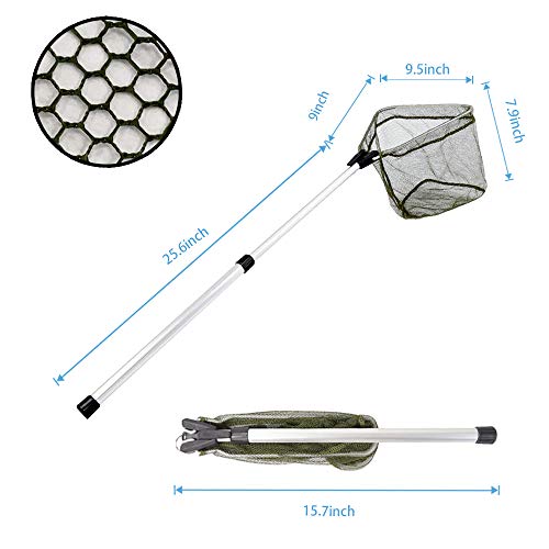 Kids Fishing Net for Lakes - Minnow Nets for Kids - Aluminum Collapsible Telescopic Fishing Pole Handle and Nylon Mesh Small Fishing net - Butterfly Nets for Kids Outdoor Playing