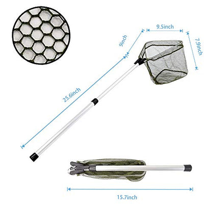 Kids Fishing Net for Lakes - Minnow Nets for Kids - Aluminum Collapsible Telescopic Fishing Pole Handle and Nylon Mesh Small Fishing net - Butterfly Nets for Kids Outdoor Playing