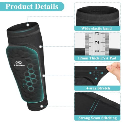 Soccer Shin Guards Shin Pads for Kids Youth Adult - color: Black+Black, size: Small