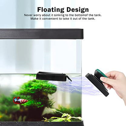 AQQA Aquarium Strong Magnetic Cleaner Brush, Fish Tank Glass Algae Magnet Cleaning Tool Floating Cleaner Scrubber Brush with 2 Detachable Scraper (Green,S)