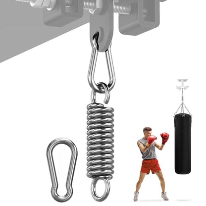 Yes4All Punching Bag Hanger, Heavy Bag Spring 555 LB Capacity, Stainless Steel Hanging Kit with Spring Hook & Carabiner, Indoor & Outdoor Mounting for Boxing Bags & Recreation - style: Spring & Snap hook