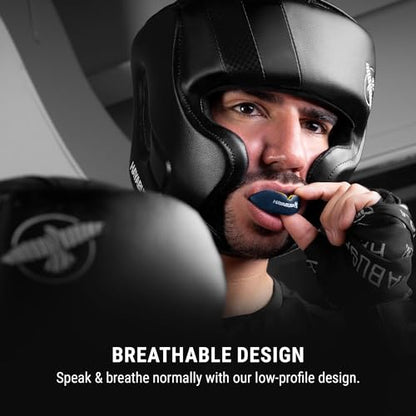 Hayabusa Combat Sports Mouth Guard Youth, Kids and Adult Sizes Comes with Case - Blue/Yellow, Adult - color: Blue/Yellow, size: Adult
