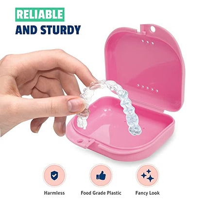Retainer Case 2 Pack, Vented Mouth Guard & Aligner Case Holder - color: Pink, size: Pack of 2