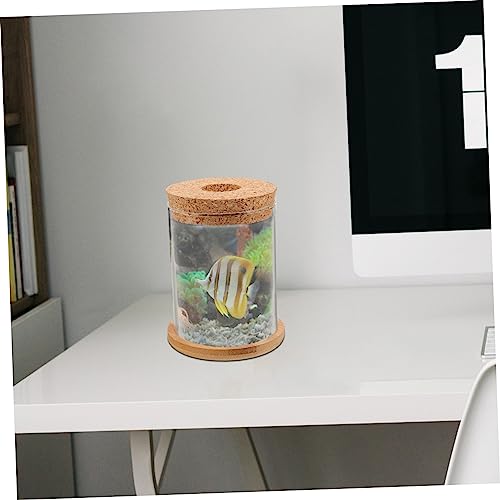MERRYHAPY Landscape Glass Terrarium Bowl for Hydroponic Plants Decorative Fish Tank for Desktop Small Betta Aquarium Mat