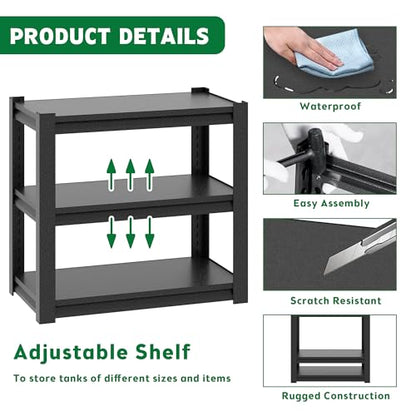 40-50 Gallon Heavy Duty Metal Aquarium Stand, Adjustable 3-Tier Fish Tank Rack, 31.5L x 18W x 34H Inches Metal Shelving for Reptile Tanks, Home and Office Storage Furniture