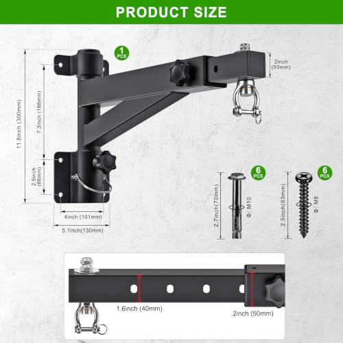 Kipika Heavy Bag Hanger Wall Mount Punching, Rotatable Heavy Duty Boxing Bag Bracket for Home Gym Indoor, Adjustable Length for Kickboxing Bag, Muay Thai Bag,Speed Bag - color: Adjustable length 17"-25"