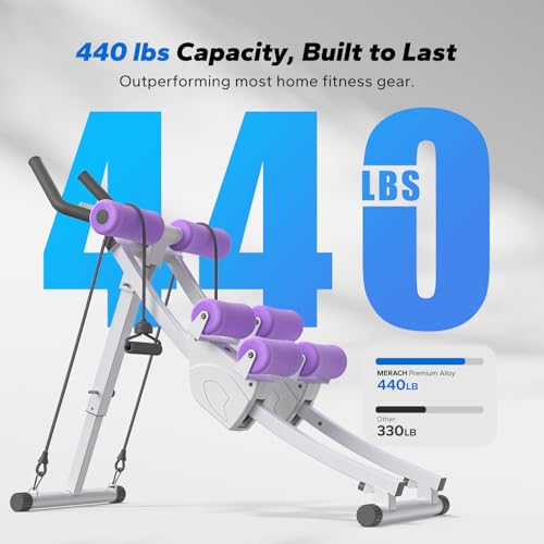MERACH Ab Machine, Adjustable Ab Trainer Machine - color: white&purplr, size: large