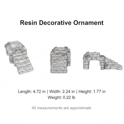 Black Resin Decorative Ornament with Cave and Platform for Home & Garden Display