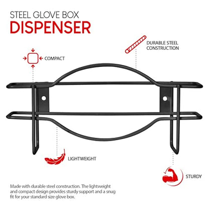 Stock Your Home Black Metal Glove Box Holder Wall Mount for Kitchen, Closet, Lab, Exam, Office, Tissue Shelf
