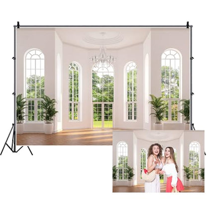 Fabric Windows Scenery Backdrop Interior Room Balcony Sunshine Living Room Photography Background Office Zoom Meeting Video Conference Backdrop Photo Studio Props 5x4ft - color: XH004, size: 5Wx4H FT