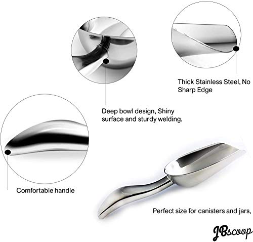 JBscoop Metal Ice Scoop Stainless Steel, Popcorn Scoop, 9.4 Inch Dog Food Scoop Popcorn for Party Wedding, Heavy Duty Dishwasher Safe - size: 12 oz