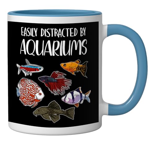 Aquarist Fish Tank & Fish Keeping Gift - Aquarium Lover Ceramic Mug, Blue/White - color: Blue/White