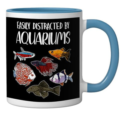 Aquarist Fish Tank & Fish Keeping Gift - Aquarium Lover Ceramic Mug, Blue/White - color: Blue/White