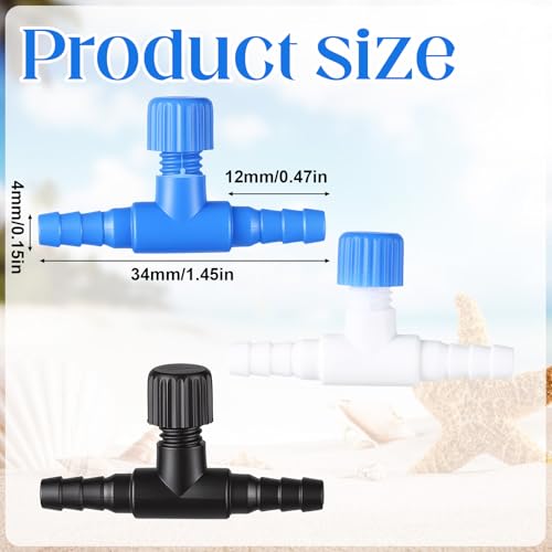30 Pcs Aquarium Air Valve, Air Control Valve for Fish Tank, Adjustable Plastic Airline Valves for 3/16" Tubing, Aquarium Valves for Fish Tanks (Blue + White + Black)