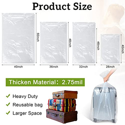 16 Pcs Extra Large Plastic Storage Bags Clear Giant Furniture Suitcase Covers for Moving Jumbo Plastic Moving Bags for Clothes Furniture Luggage Comforter Chair Bike Blanket, 4 Sizes