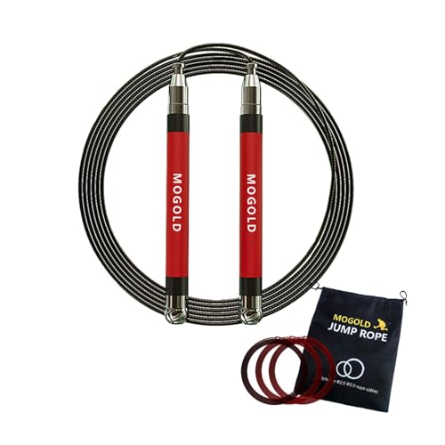 2-in-1 Speed Rope: 2mm for Boxing/MMA & 3mm for CrossFit - Tool-Free Adjustable Cable System with Dual Bearings - Sweatproof Hybrid Grip for High-Intensity Training - color: Red