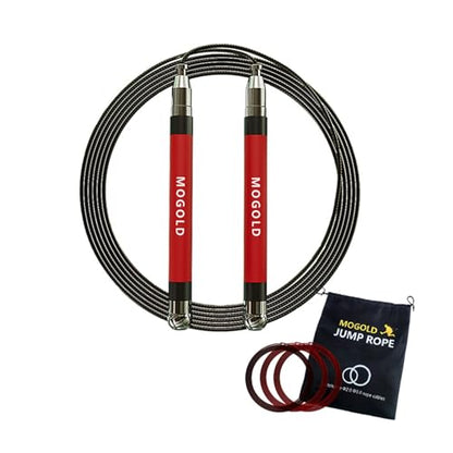 2-in-1 Speed Rope: 2mm for Boxing/MMA & 3mm for CrossFit - Tool-Free Adjustable Cable System with Dual Bearings - Sweatproof Hybrid Grip for High-Intensity Training - color: Red