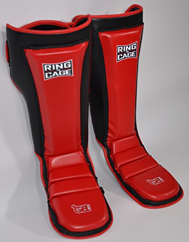 Ultima GelTech MMA Muay Thai Grappling Shin Instep Shin Guards - color: Red, size: Medium