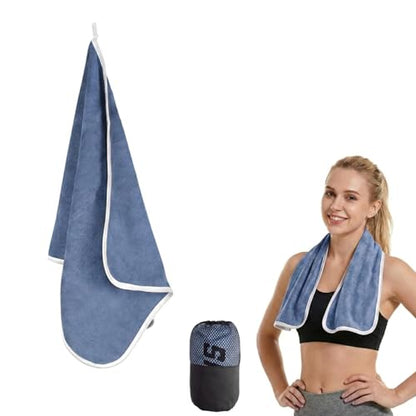 Microfiber Gym Towel 11.9 x 43.3 in, 1 Pack, Quick Dry, Soft for Yoga - color: Blue
