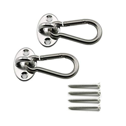 2-Pack M6 Ceiling & Wall Mount Hanging Hardware Fitting Set 304 Stainless Steel Heavy Duty Oval Pad Eye Hook Plate + Snap Hook for Yoga Hammock Swing Marine Boat Accessories - size: M6 Oval Pad