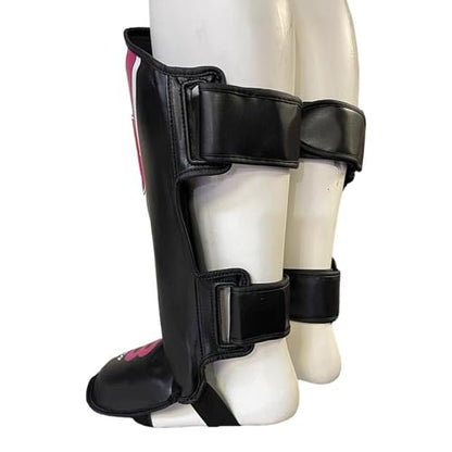 Shin Guards with Instep for MMA, Muay Thai, and Kickboxing, PU Leather, Leg and Instep Protection - size: Large