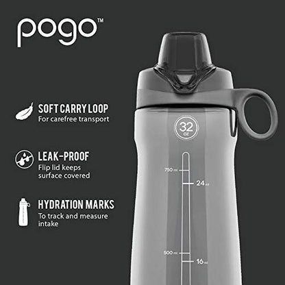 Pogo BPA-Free Plastic Water Bottle with Chug Lid, Fuchsia, 32 oz. - color: Fuchsia, size: 32 Ounces
