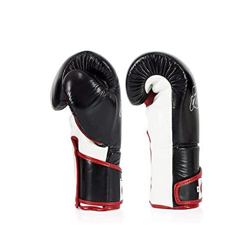 Fairtex BGV6 Angular Boxing Gloves, Locked Thumb Muay Thai MMA Kickboxing - color: Black/White/Red, size: 14oz