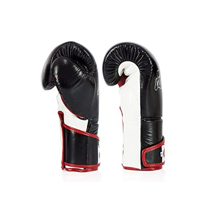 Fairtex BGV6 Angular Boxing Gloves, Locked Thumb Muay Thai MMA Kickboxing - color: Black/White/Red, size: 14oz
