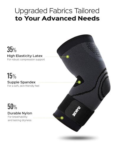 Rakiie 2 Pack Elbow Brace Compression Sleeve with Straps, Black S - color: Black, size: Small