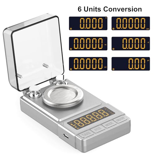 Milligram Scale 100g/0.001g Sliver, Mg Scale with 20g Calibration Weight and Accessories, Sliver Powder Scale for Reloading - color: Silver
