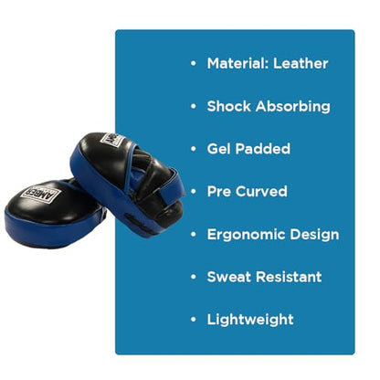 Gel-Infused Leather Punch Mitts for Boxing, Kickboxing, and MMA, Curved Design with Sweat-Resistant Lining, Shock-Absorbing Padding, Perfect for Training and Fitness Workouts