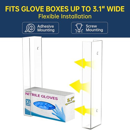 NiHome 3-Tier Clear Acrylic Glove & Tissue Box Holder Dispenser, Wall Mount - size: 3-tier