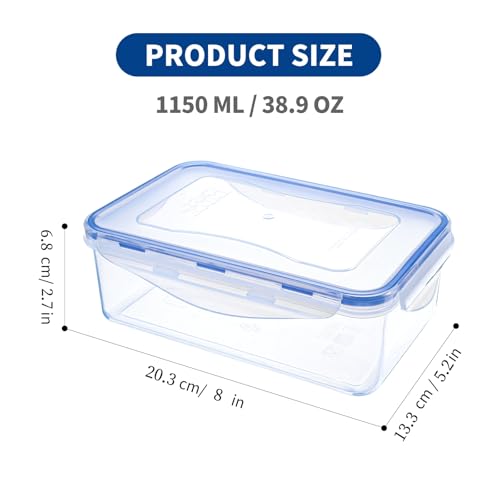 KIGI Food Storage Containers, 4 Sided Locking Lids, Airtight, Leak-Proof & Stackable, Ideal for Meal Prep, Lunch & Leftovers, Microwave & Dishwasher Safe, BPA-Free Plastic, 38 oz, 4.8 Cup, 6 Piece Set