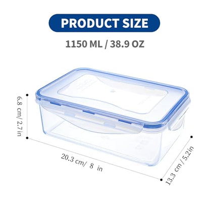 KIGI Food Storage Containers, 4 Sided Locking Lids, Airtight, Leak-Proof & Stackable, Ideal for Meal Prep, Lunch & Leftovers, Microwave & Dishwasher Safe, BPA-Free Plastic, 38 oz, 4.8 Cup, 6 Piece Set