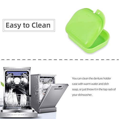 Annhua Denture Holder Retainer Case for Orthodontic Mouthpiece, Clear Aligner Mouthguard Storage Box with Vent Holes Green - Light & Small, Easy to Use and Carry - color: green